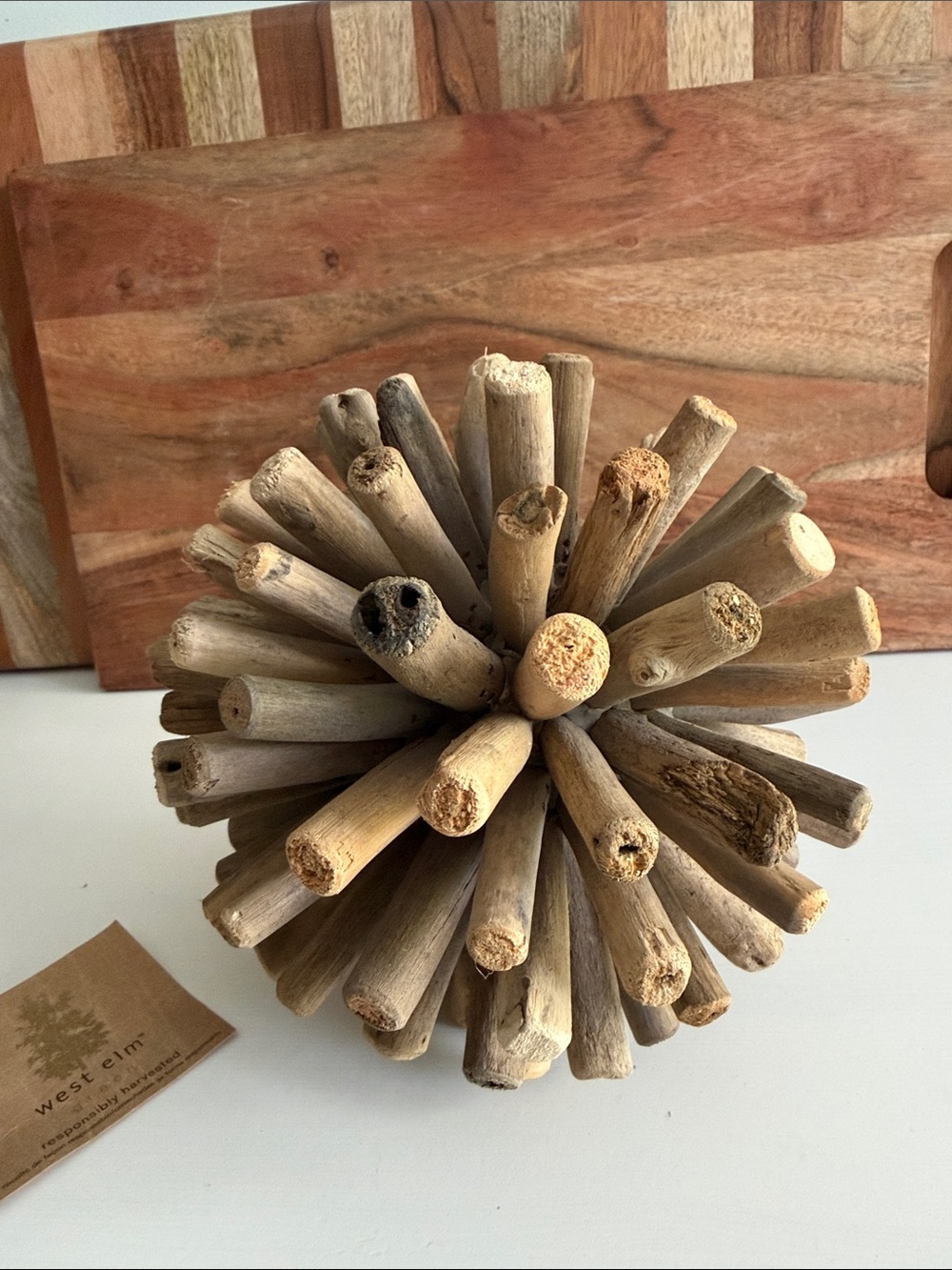 West Elm Weathered Wood Decorative Sphere Responsibly Harvested - Picture 2 of 7